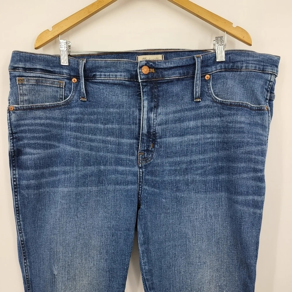 Madewell 9" High Rise Rip and Repair Edition Skinny Blue Denim Jeans Sz 36 - Picture 5 of 16